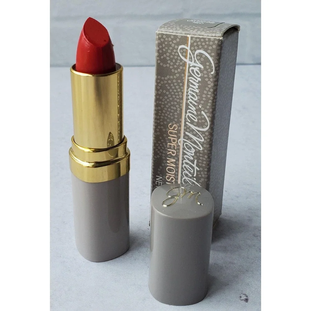 Germaine Monteil Super Moist Lipstick VALENTINE RED 1980s Tone Vanity Display